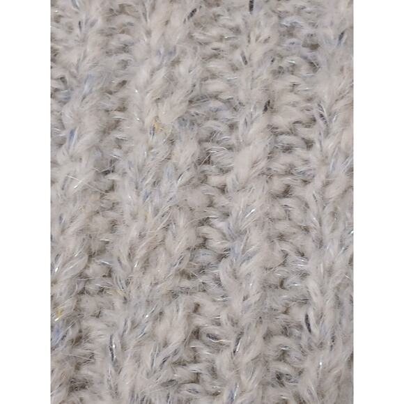 Vintage Chunky Cable Knit Sweater Women Sz M Gray Sparkle Pullover Nordic Preppy - Picture 10 of 15